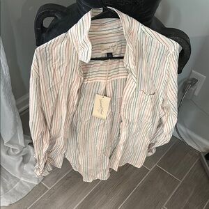 Striped Button-Up linen style Shirt